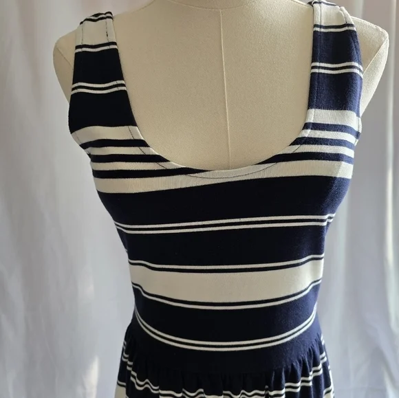J Crew NWT Dress Black and White Stripe Sleeveless Button Back Mini XS - Picture 3 of 10